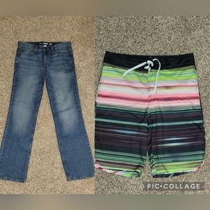 Cat & Jack Boys Jeans Size 16 w Bonus Pair of Art Class Board Shorts